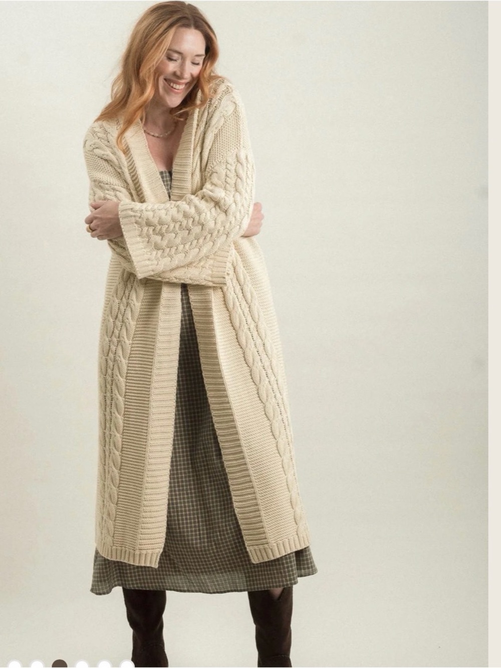NWT Neuflora Cable-Knit Long Cardigan Sweater - Cream